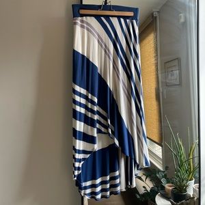 ANTHROPOLOGIE Blue Striped Mid Length Skirt Size 8